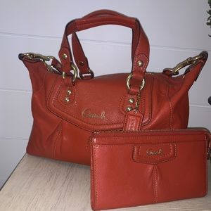 Vintage Coach satchel and matching wallet